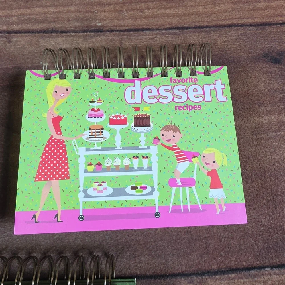 Brownlow Gifts Recipe Books Set of 3 Green Pink Good Spiral Dessert Cookies